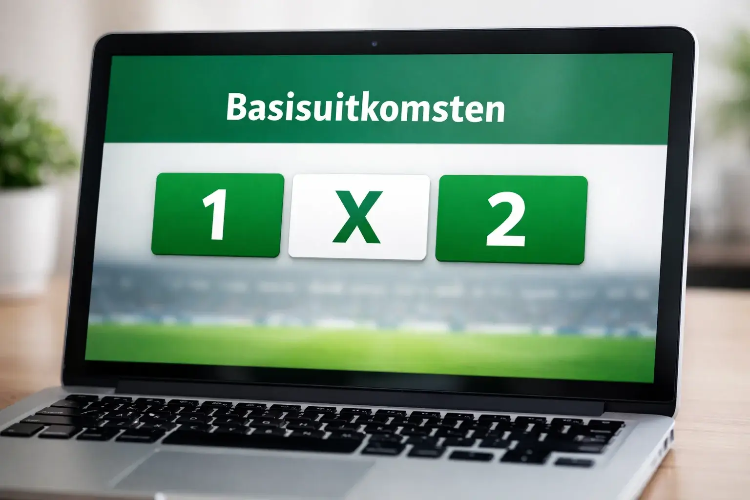 Scherm toont 1X2 wedopties met thuiswinst uitwinst en gelijkspel