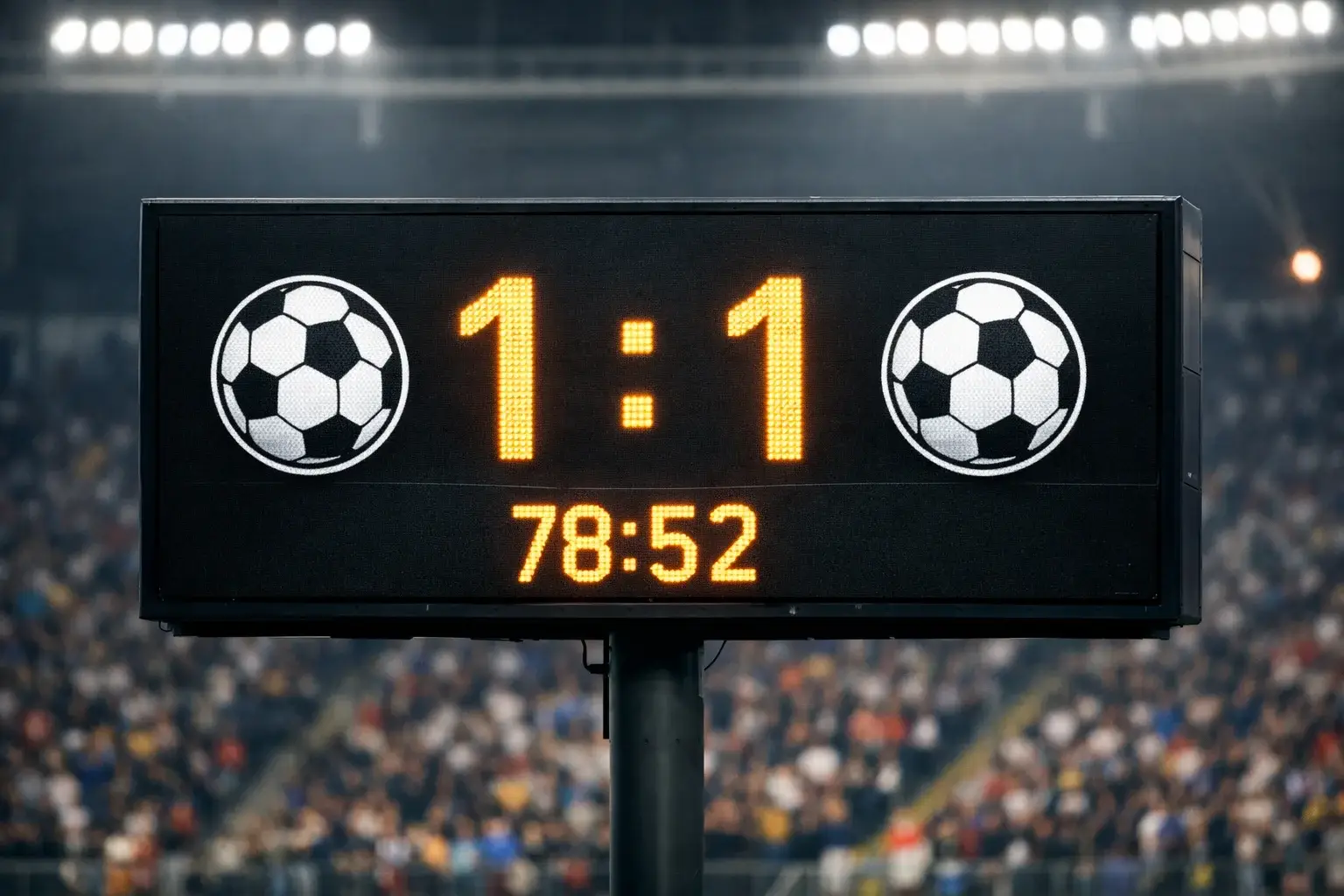 Scorebord toont uitslag waarbij beide teams hebben gescoord