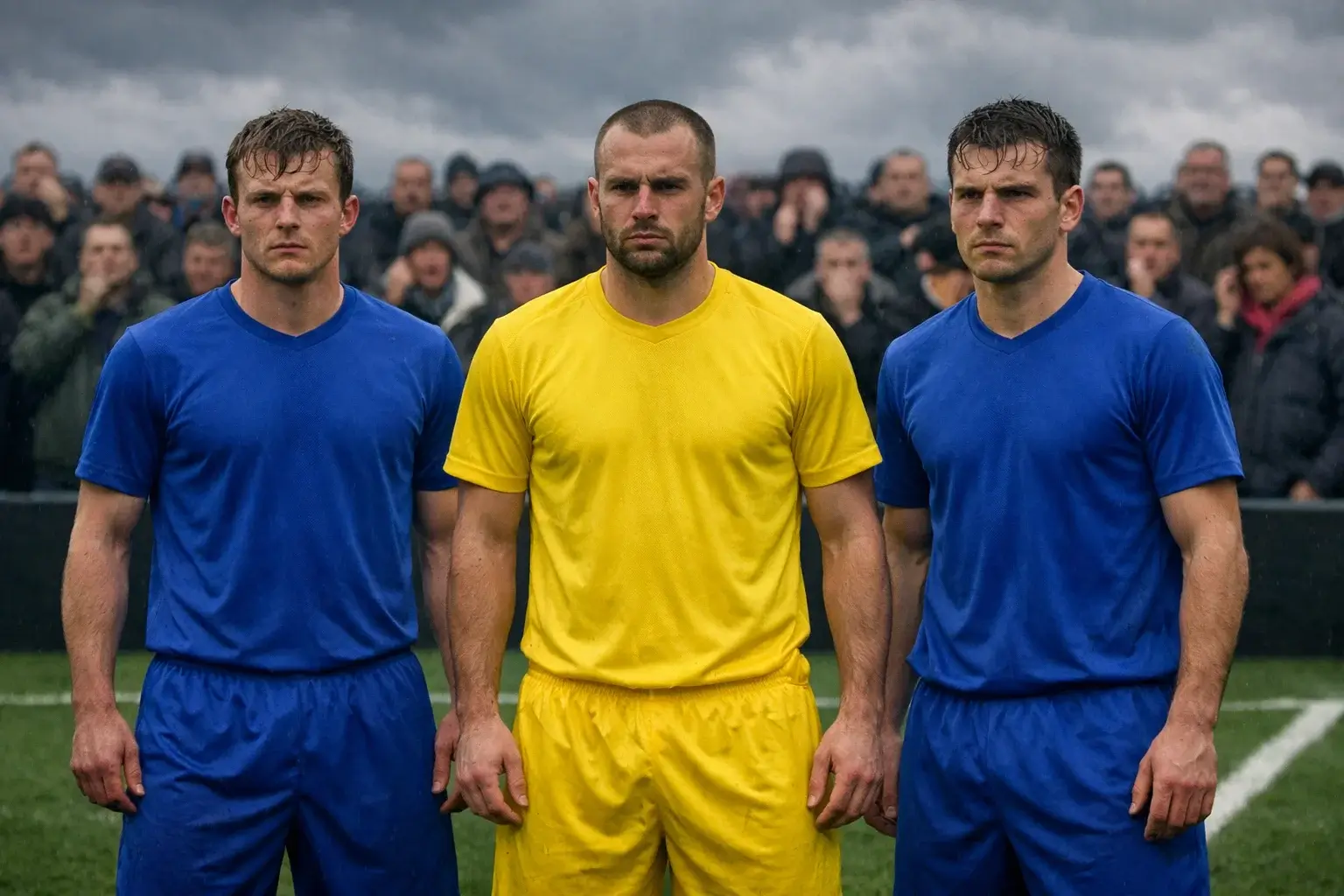 Gespannen voetballers en supporters tijdens cruciaal duel