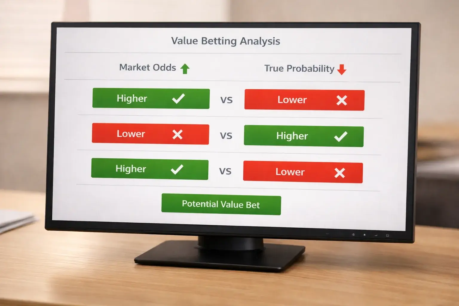 Gedetailleerde odds analyse met percentages op scherm